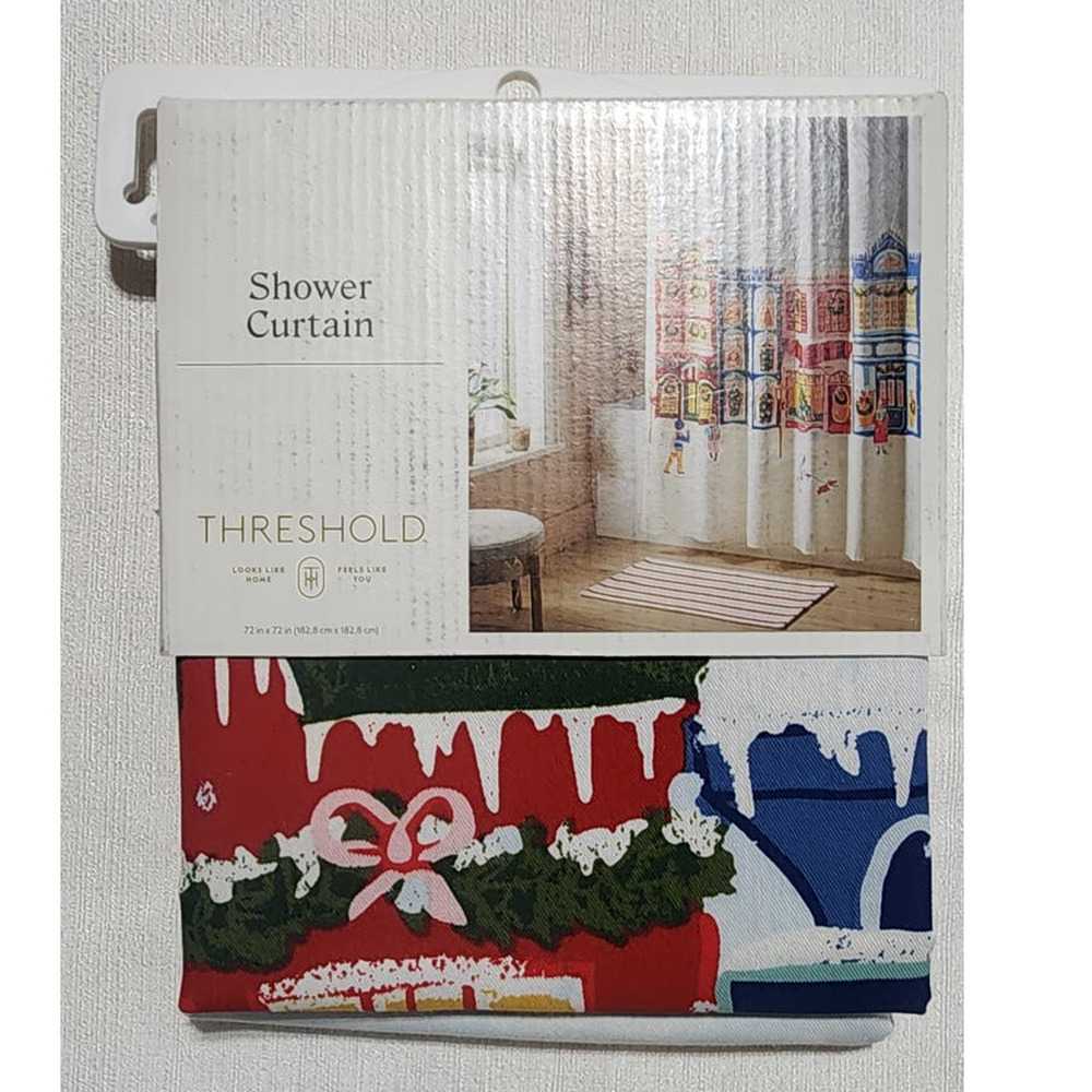 Threshold shower curtains 72inx72in winter city scene